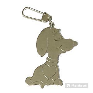 Vintage Snoopy Dog Keychain Keyring Zipper Pull Purse Charm Silver Tone Peanuts